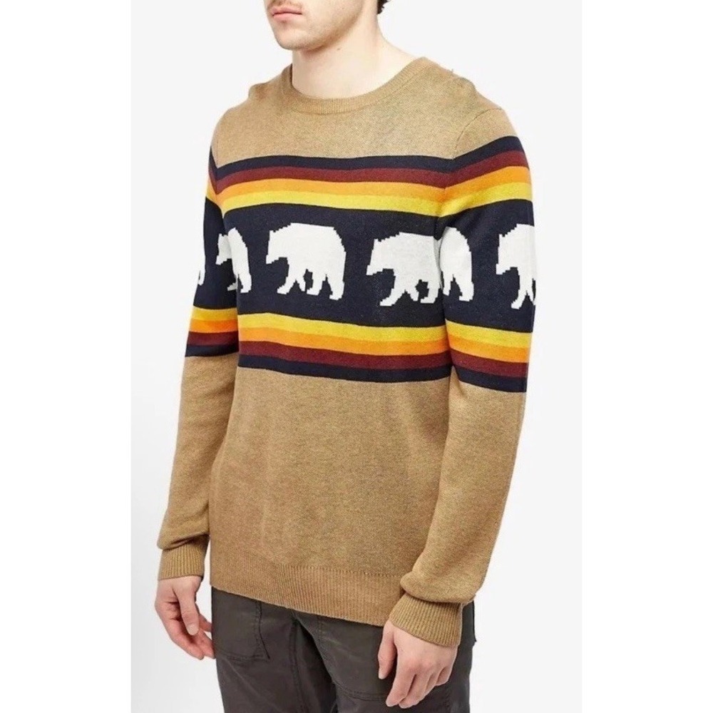 Mens KAVU Highline Snow Bear Sweater Jacquard Knit Casual Sz XL‎